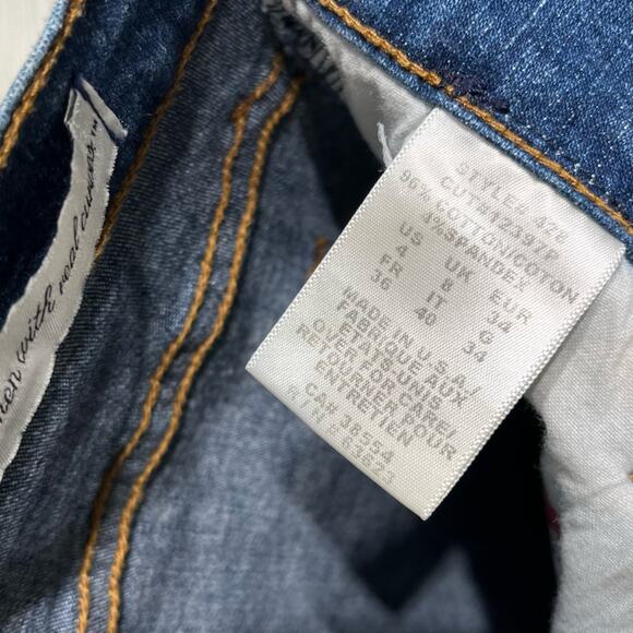 NYDJ Women’s Vintage Wide Leg Mid Rise Blue Denim Jeans Size 4 Hippie Boho - Picture 11 of 15